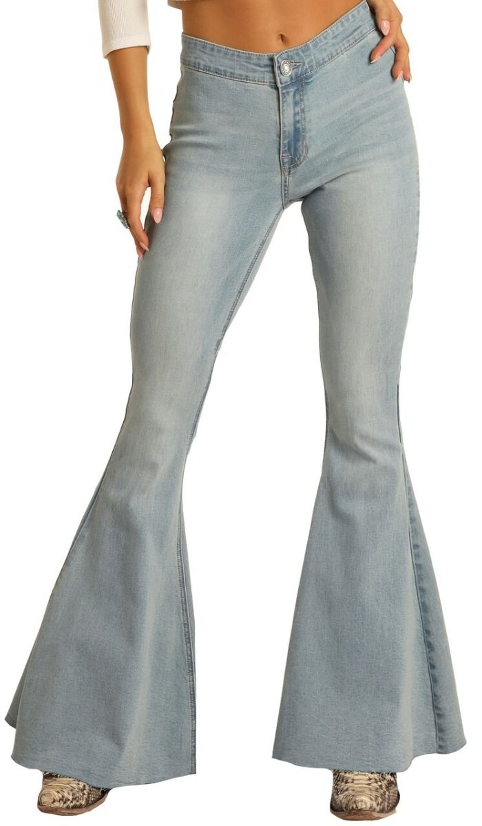 Bargain Bells High Rise Stretch Pull On Flare Jeans