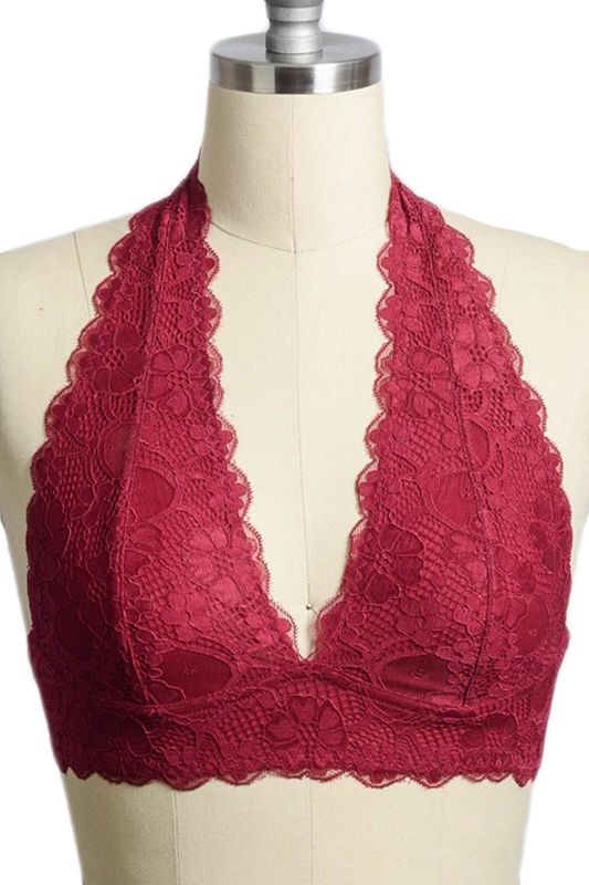 Leto Accessories Lace Halter Top Bralette