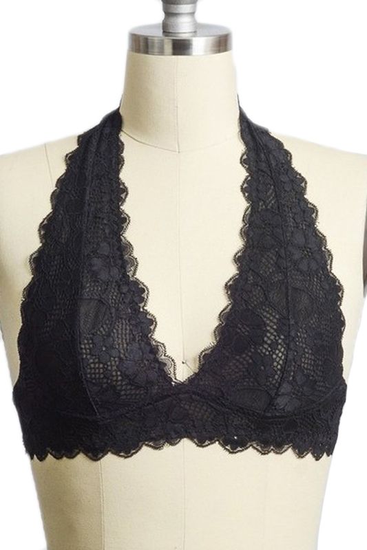 Leto Accessories Lace Halter Top Bralette