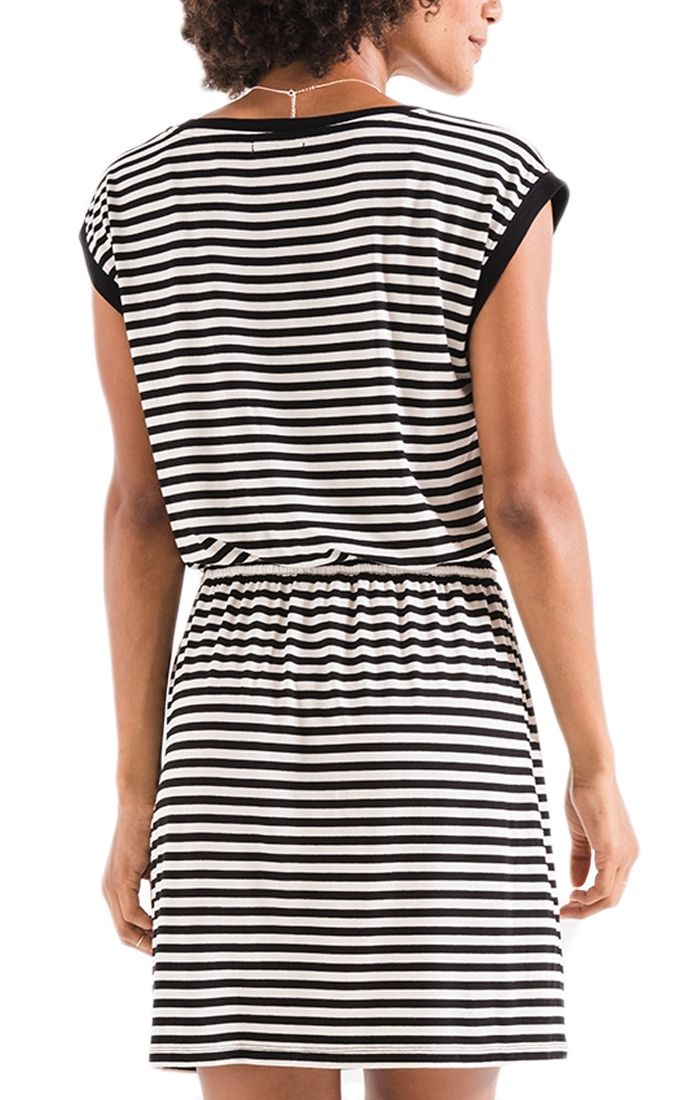 Z Supply The Striped Shirred Dress in Black