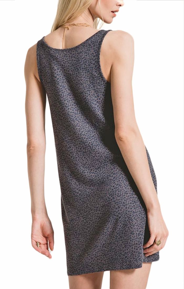 Z Supply Mini Leopard Tank Dress in Charcoal Gray