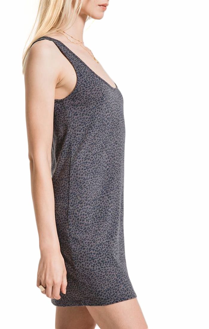 Z Supply Mini Leopard Tank Dress in Charcoal Gray