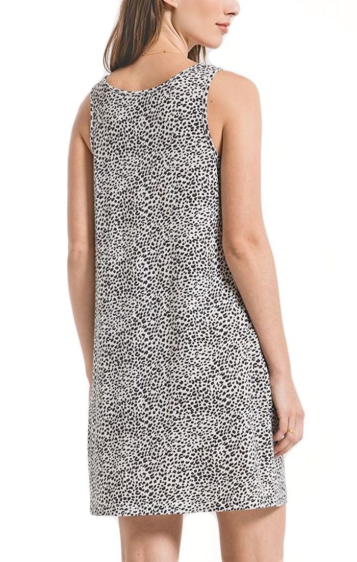 Z Supply Mini Leopard Tank Dress in Off White