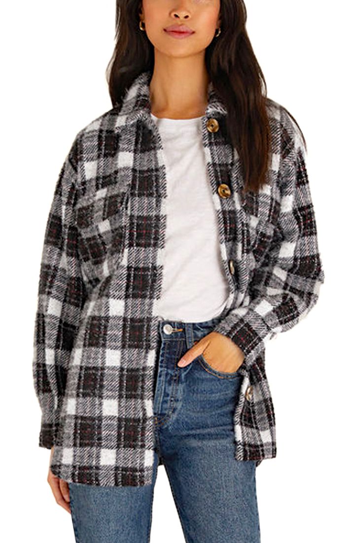 Plaid Tucker Jacket In White by Z Supply ZJ214623