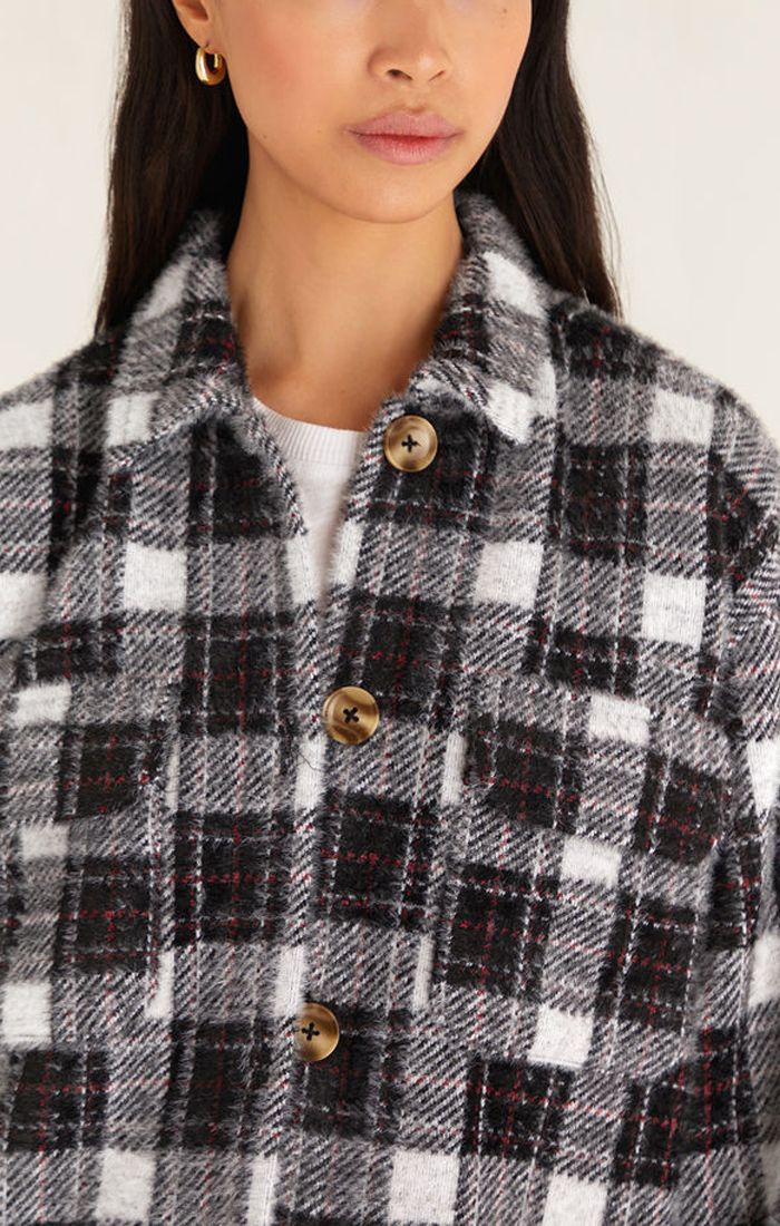 Plaid Tucker Jacket In White by Z Supply ZJ214623