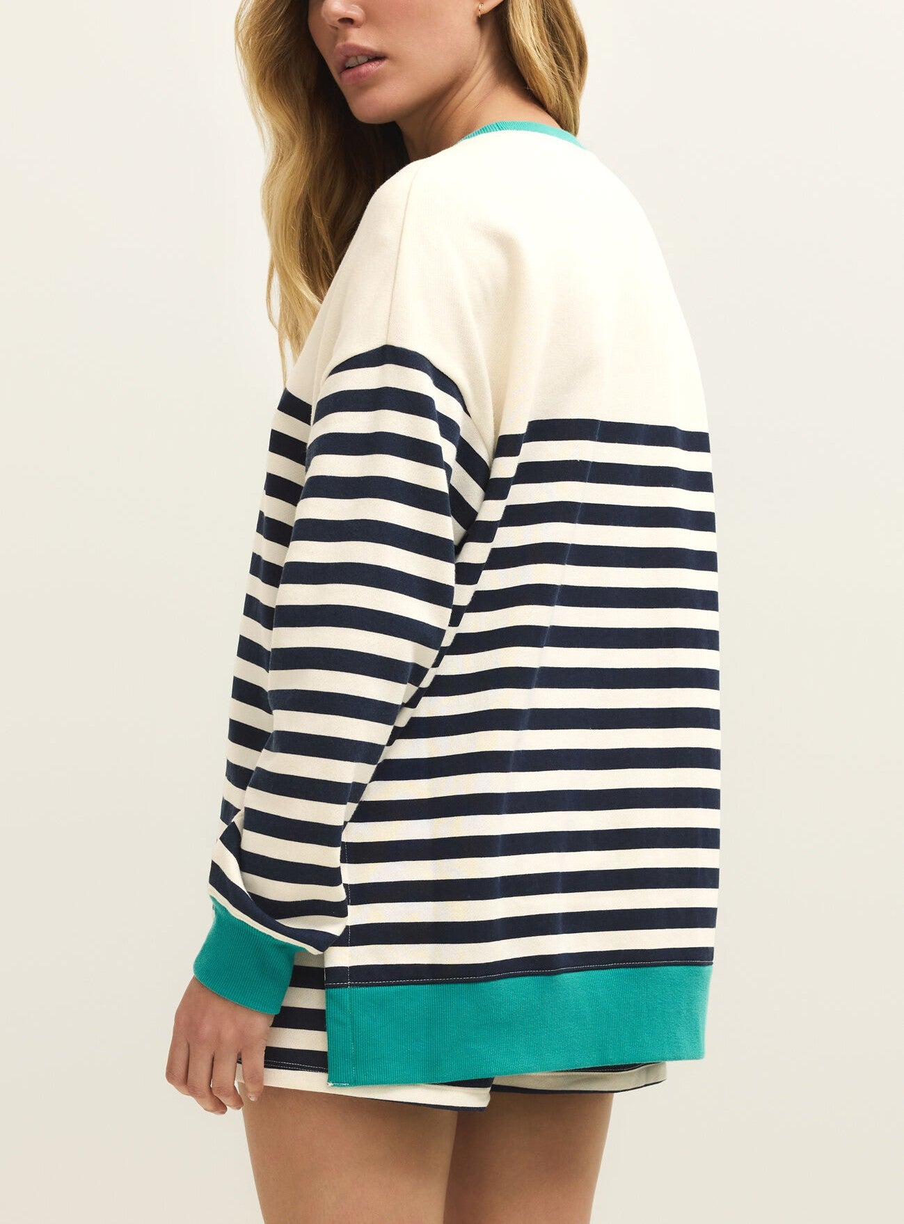 Z SUPPLY Layer Up Stripe Sweatshirt Lounge Wear ZLT261258