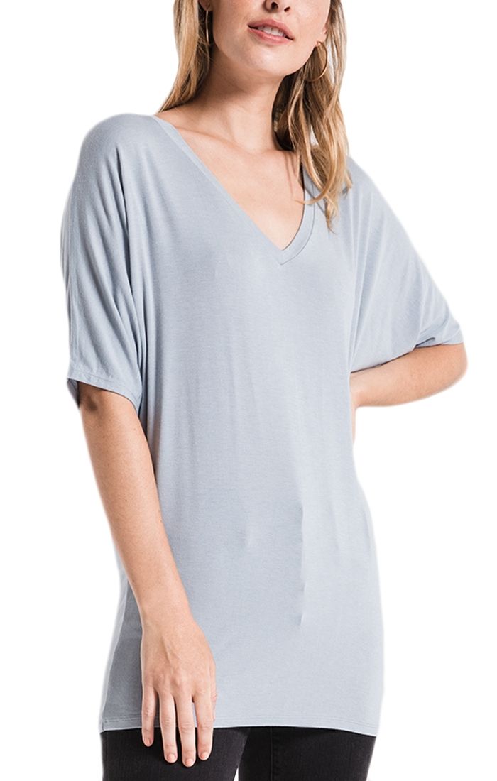 Z Supply The Sleek Jersey Dolman Tee in Dusty Blue