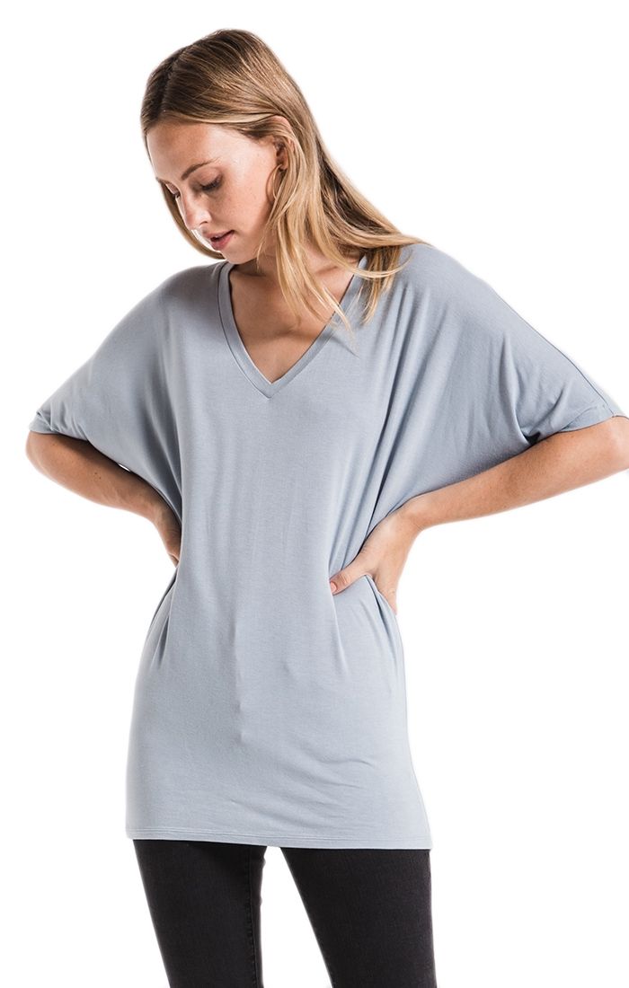 Z Supply The Sleek Jersey Dolman Tee in Dusty Blue