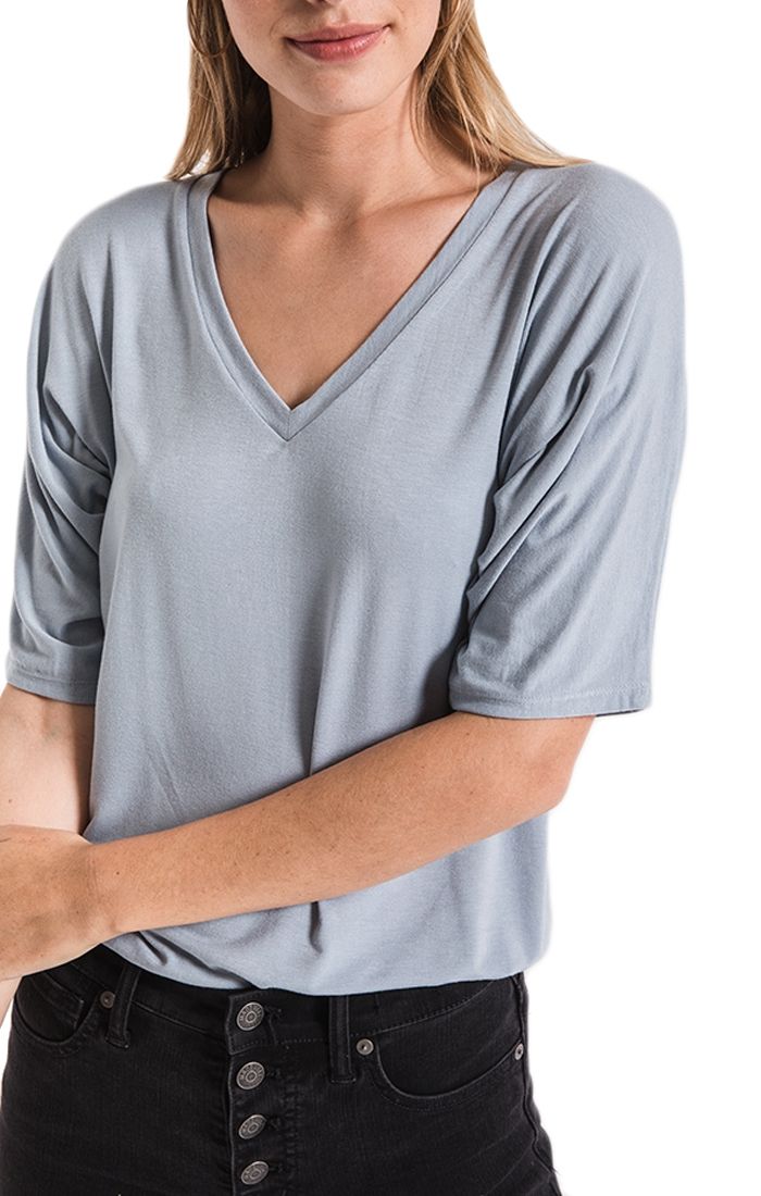 Z Supply The Sleek Jersey Dolman Tee in Dusty Blue