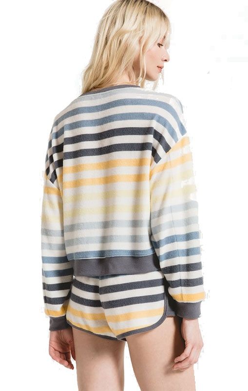 Z Supply Rainbow Stripe Pullover in Oasis Blue ZT191710