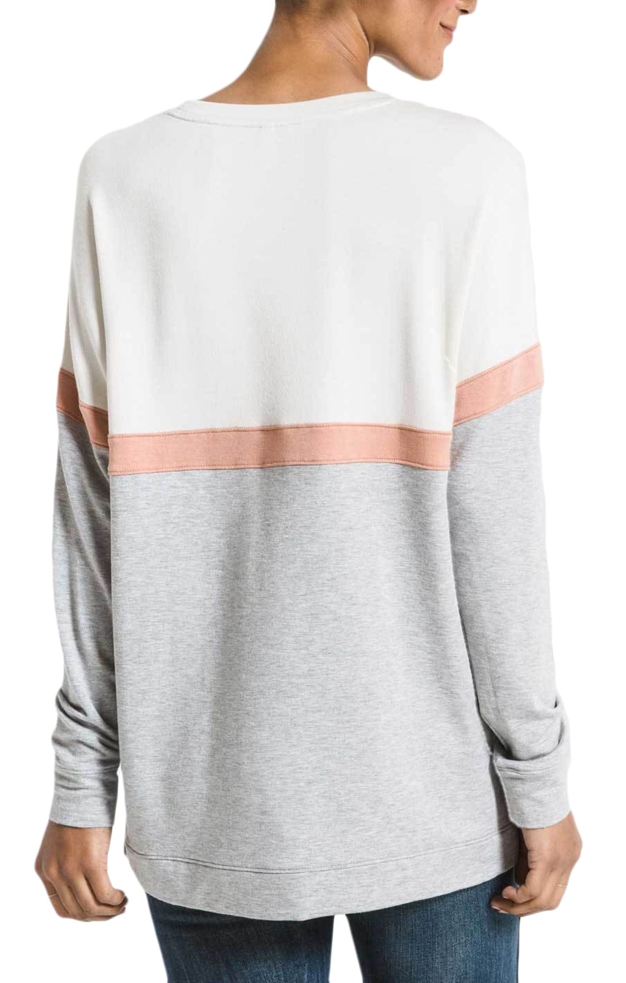 Z Supply The Color Block Long Sleeve Top in Heather Grey