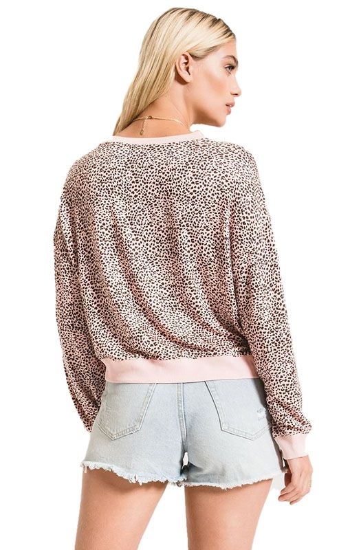 Z Supply The Mini Leopard Long Sleeve Tee in Pale Blush ZT201129