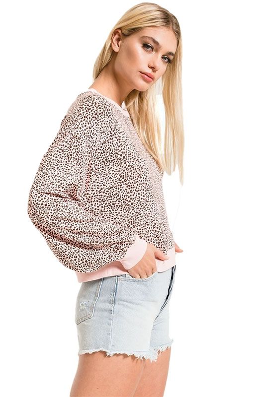 Z Supply The Mini Leopard Long Sleeve Tee in Pale Blush ZT201129