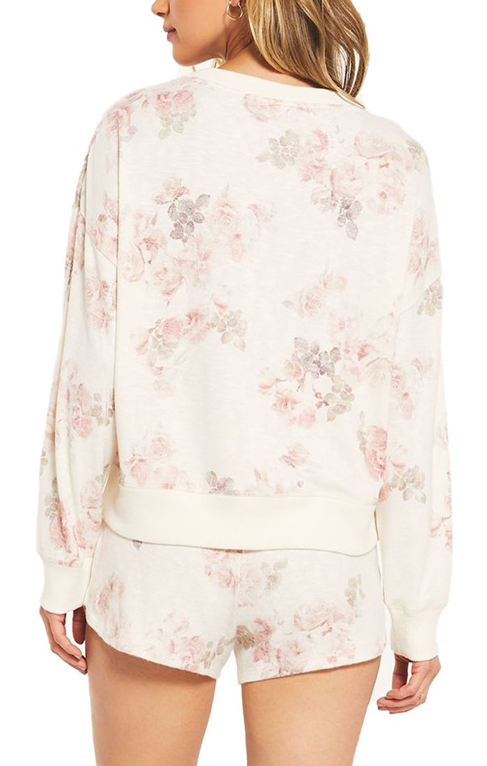 Z Supply Elle Floral Long Sleeve In Bone