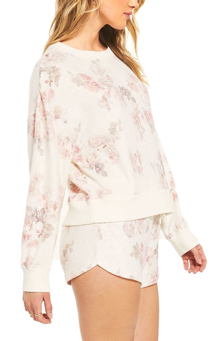 Z Supply Elle Floral Long Sleeve In Bone