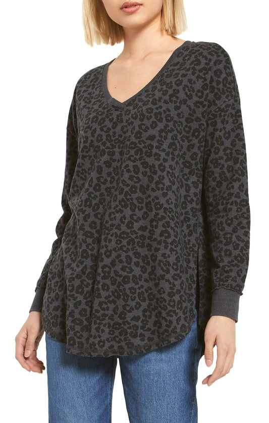 Z Supply V-Neck Black Leo Leopard Weekender