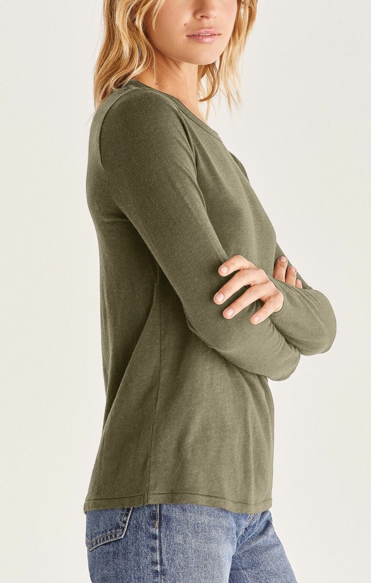 Everyday Brushed Long Sleeve Top In Dusty Olive By Z Supply ZT204815