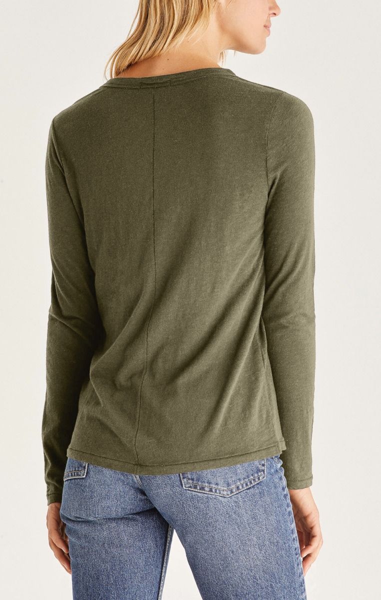 Everyday Brushed Long Sleeve Top In Dusty Olive By Z Supply ZT204815