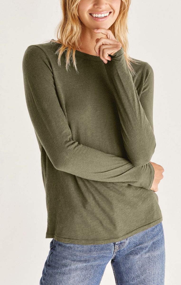 Everyday Brushed Long Sleeve Top In Dusty Olive By Z Supply ZT204815