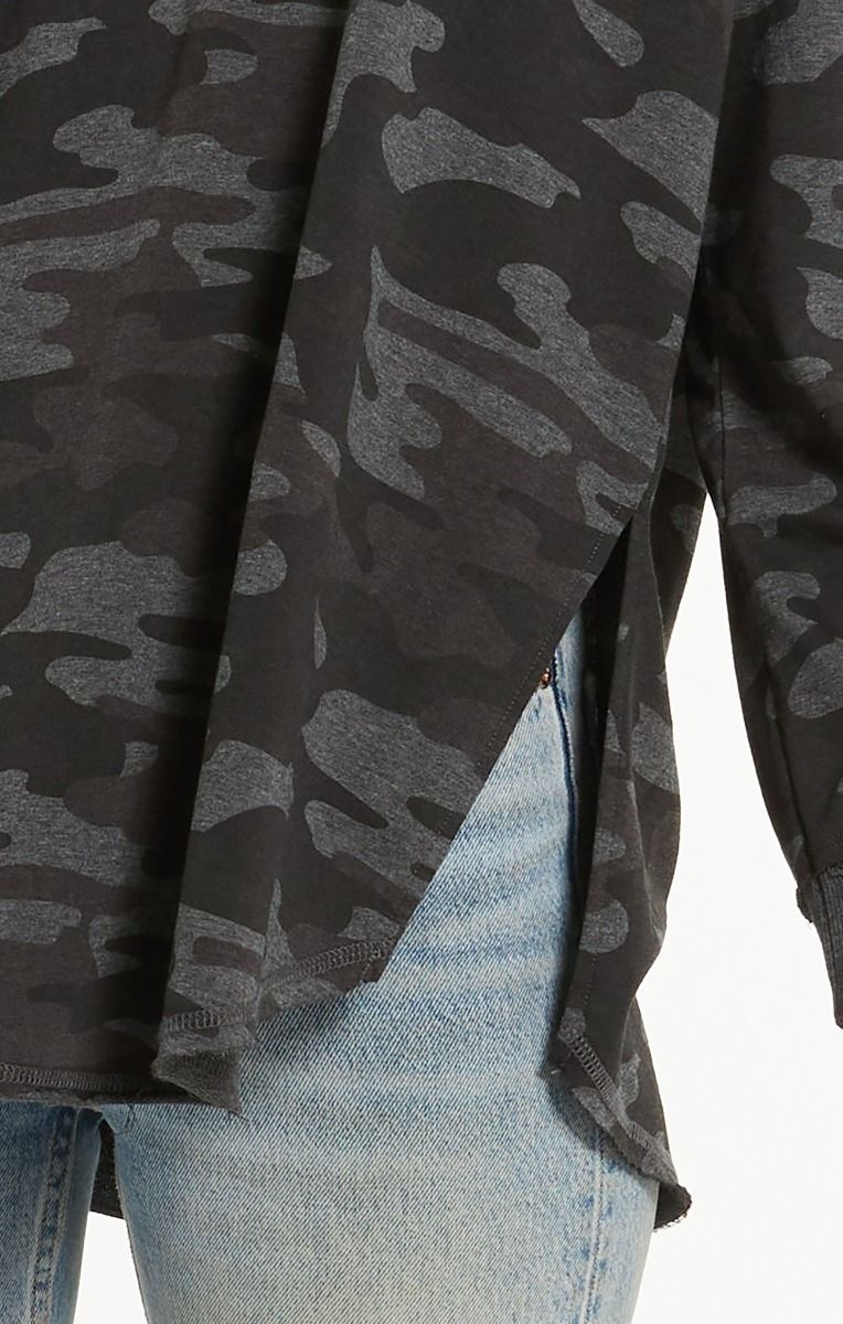 Z Supply Camo V-Neck Weekender in Camo Dark Charcoal