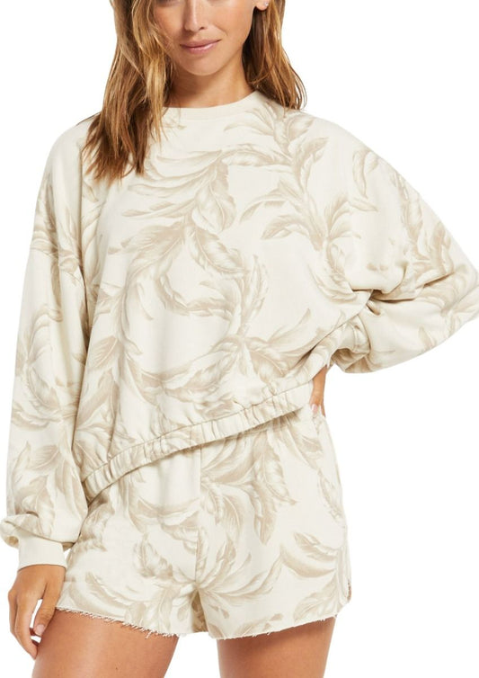 Z Supply Mason Palm Long Sleeve Top in Bone