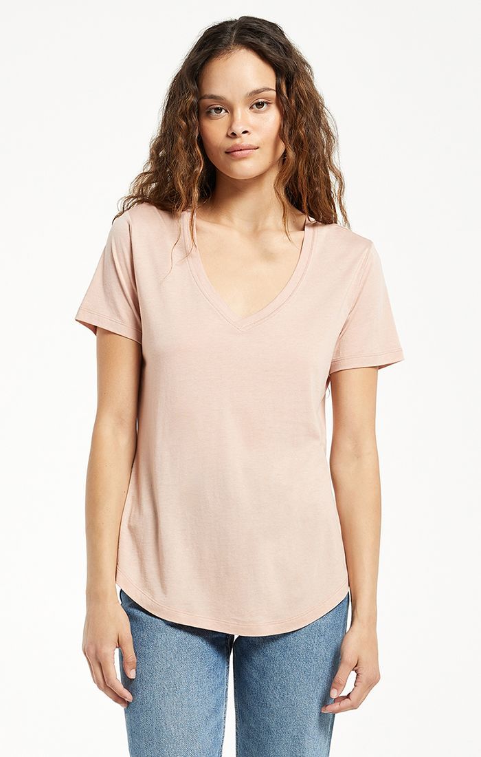 Woman's Kasey Modal V-Neck Tee In Fawn Zt211324