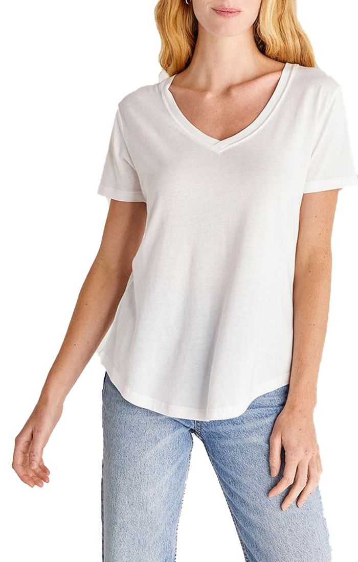 Woman's Kasey Modal V-Neck Tee In White Zt211324