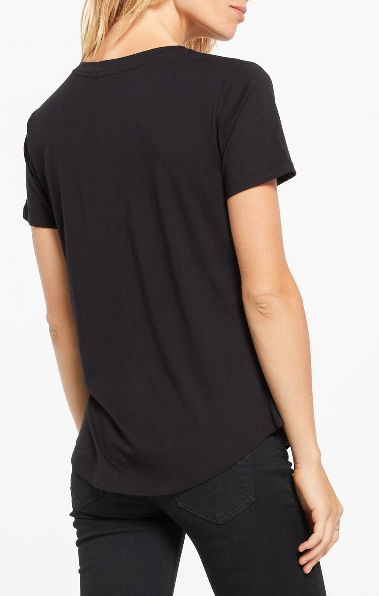 Kasey Modal V Neck Tee in Black by Z Supply