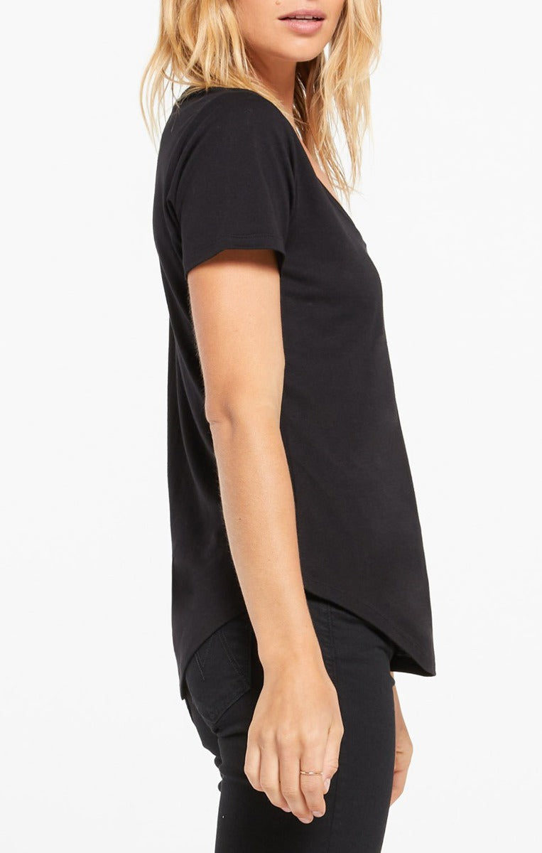 Kasey Modal V Neck Tee in Black by Z Supply