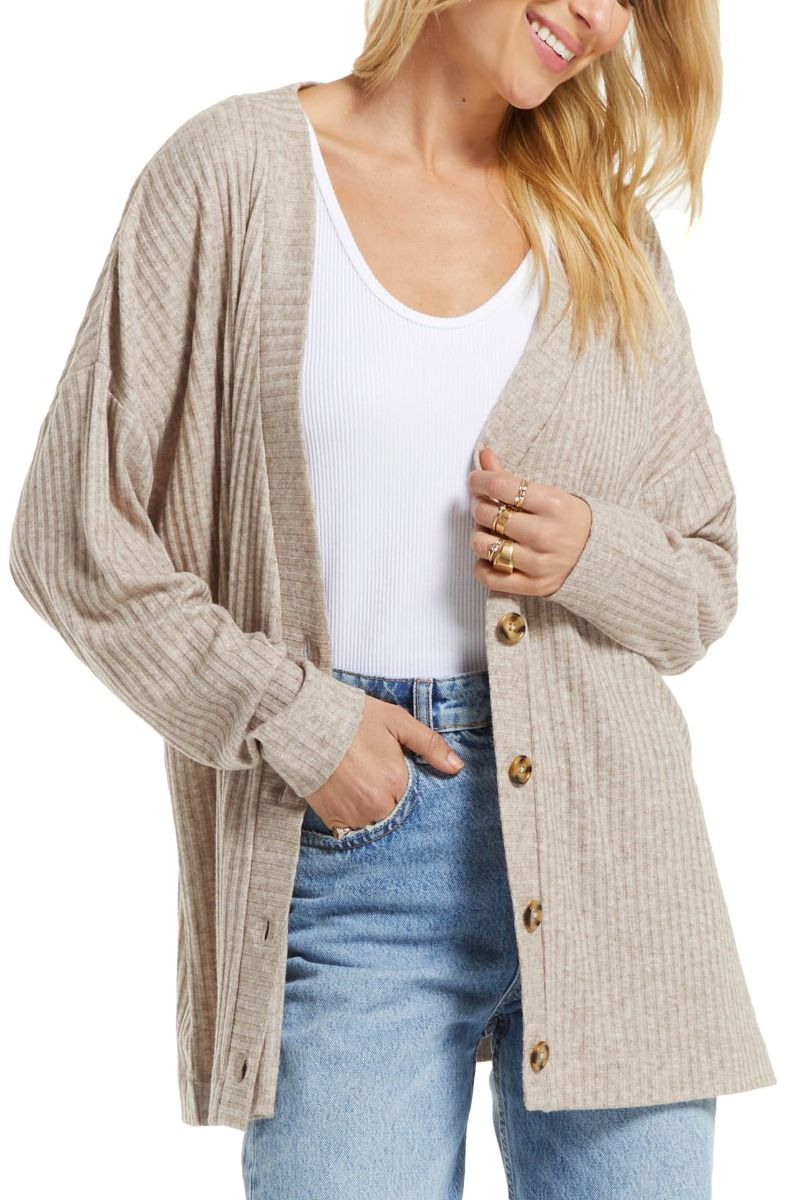 Midori Rib Cardigan in Heather Latte by Z Supply ZT213282