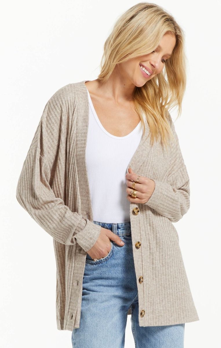 Midori Rib Cardigan in Heather Latte by Z Supply ZT213282