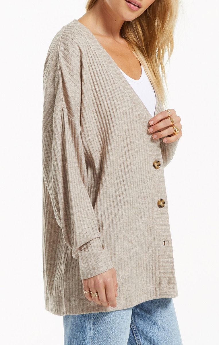 Midori Rib Cardigan in Heather Latte by Z Supply ZT213282