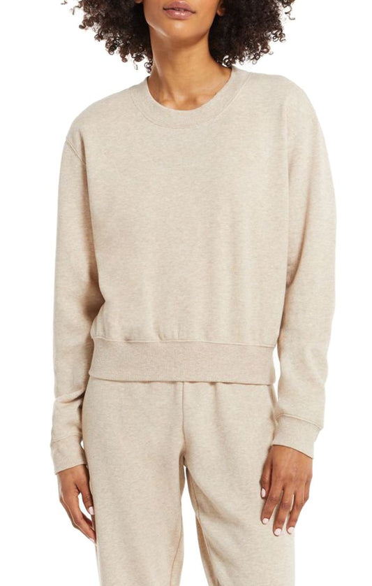 Z Supply Classic Crew Sweatshirt in Heather Latte ZT213285