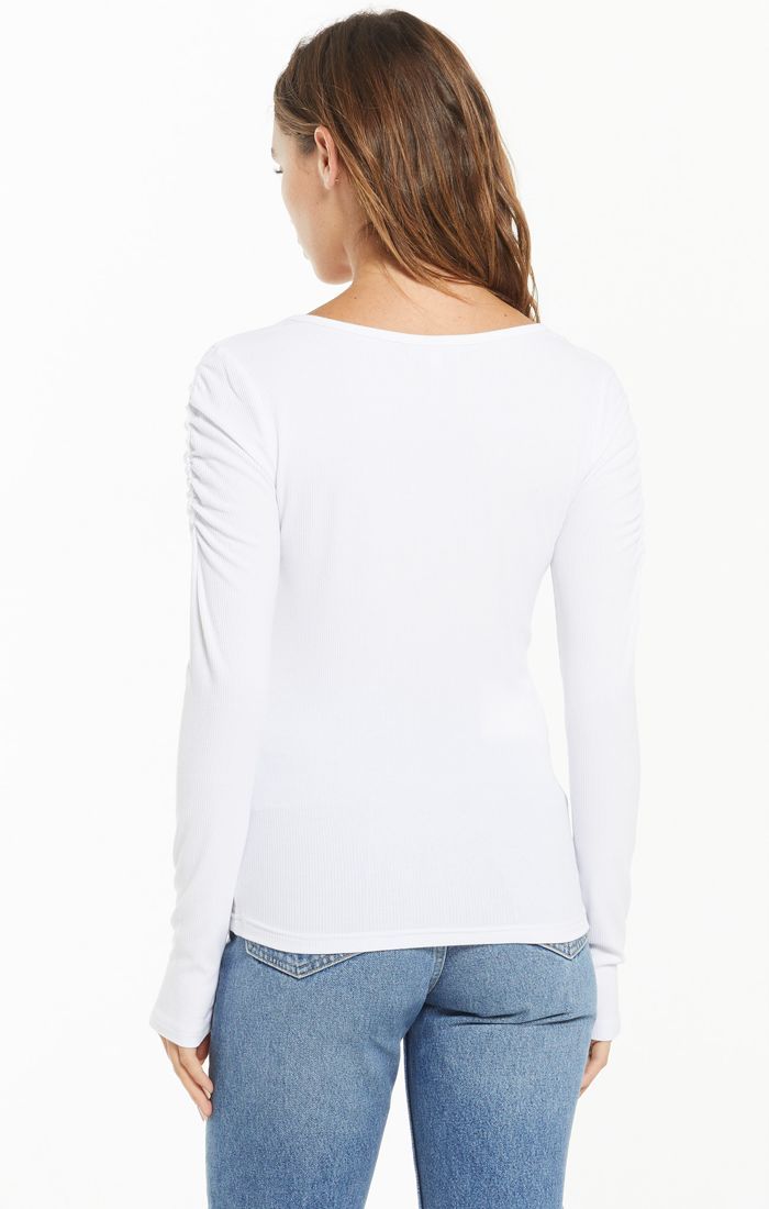 Vivian Scoop Neck Long Sleeve Top In White By Z Supply ZT213306