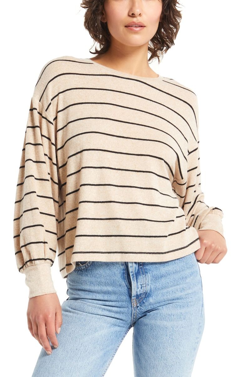 Mira Stripe Marled Top In Oatmeal By Z Supply Zt214362