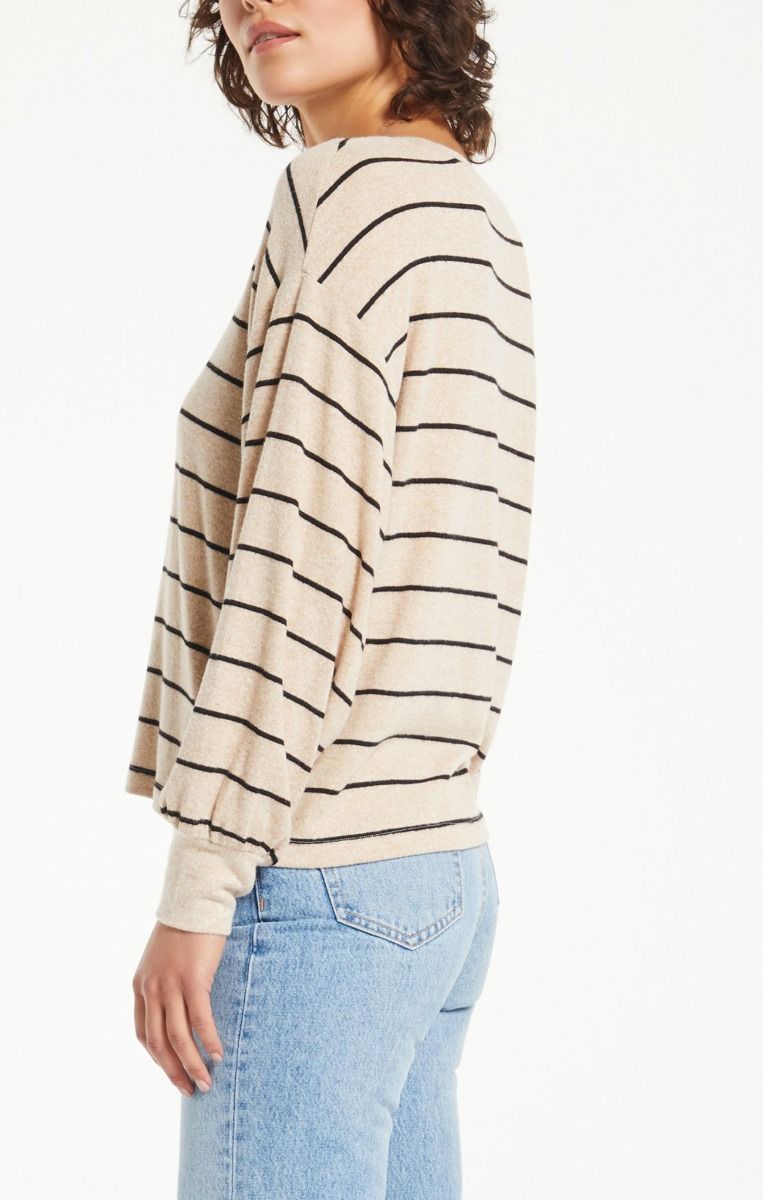 Mira Stripe Marled Top In Oatmeal By Z Supply Zt214362