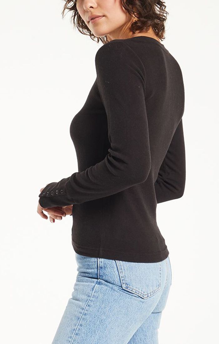 Alex Brushed Rib Top In Black By Z Supply Zt214379