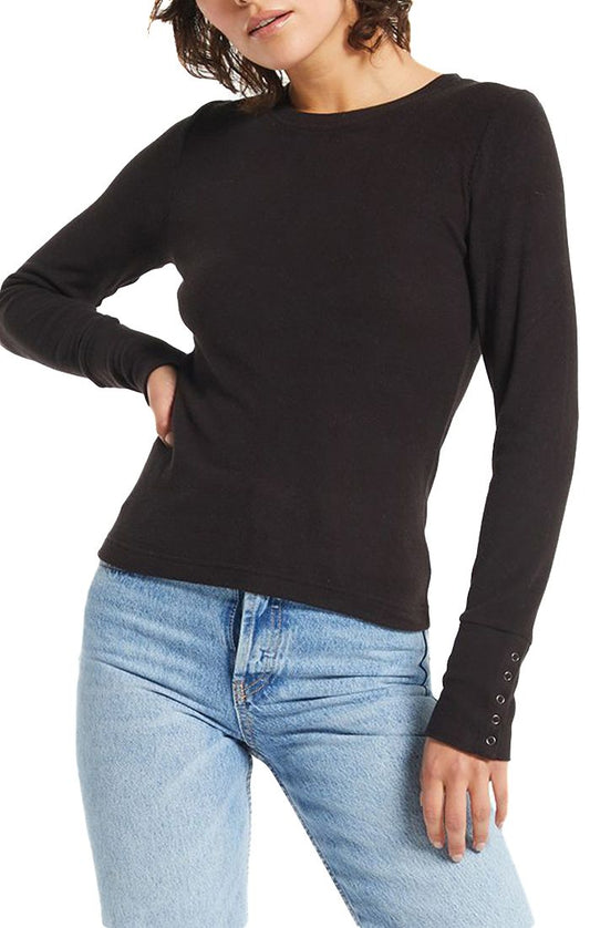 Alex Brushed Rib Top In Black By Z Supply Zt214379