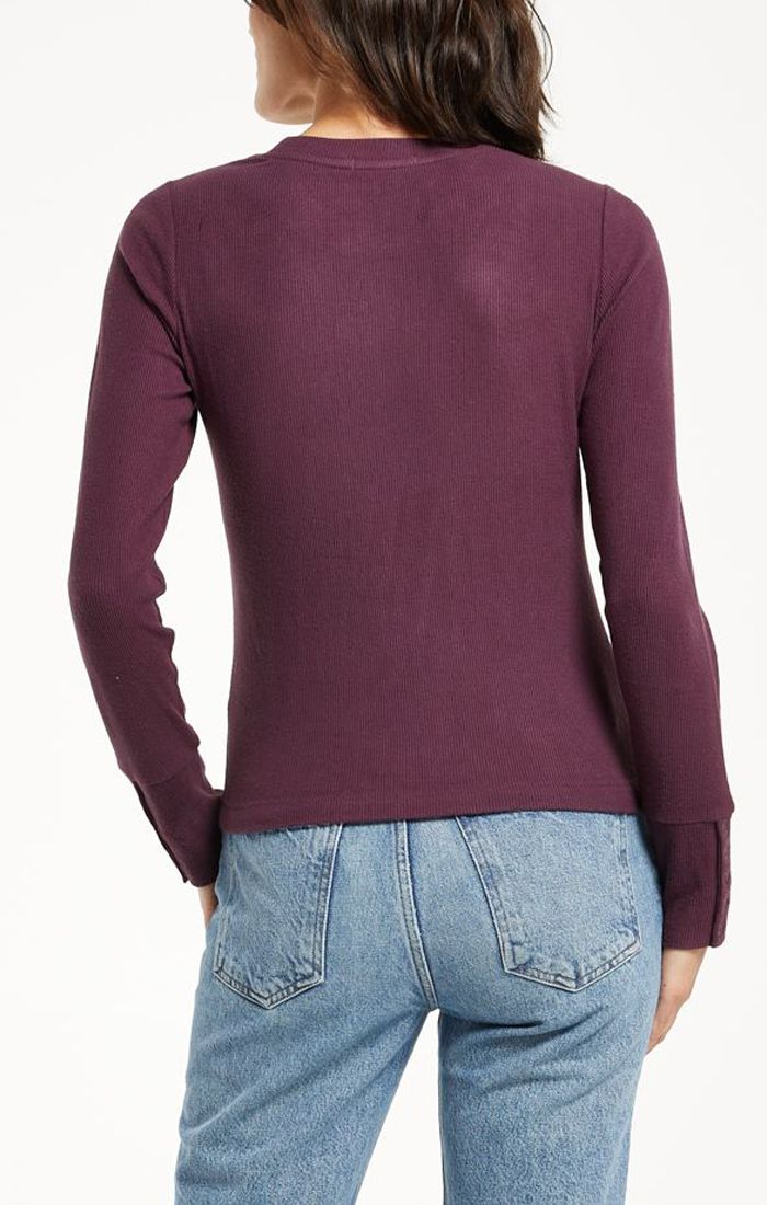 Alex Brushed Rib Top In Deep Plum By Z Supply Zt214379