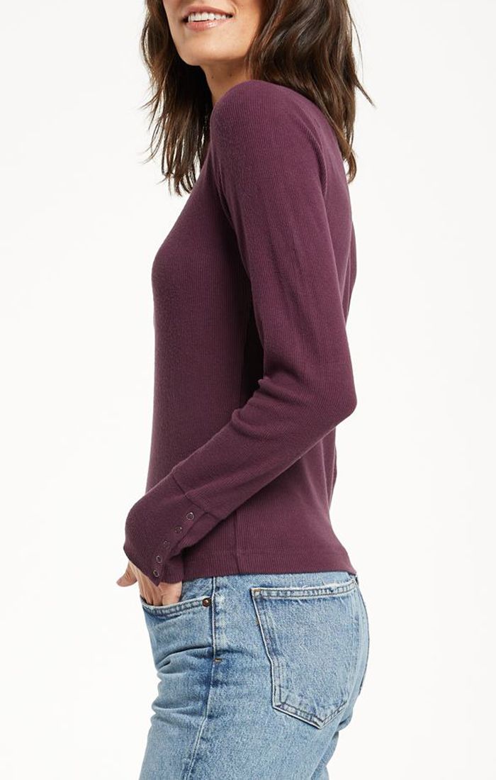 Alex Brushed Rib Top In Deep Plum By Z Supply Zt214379