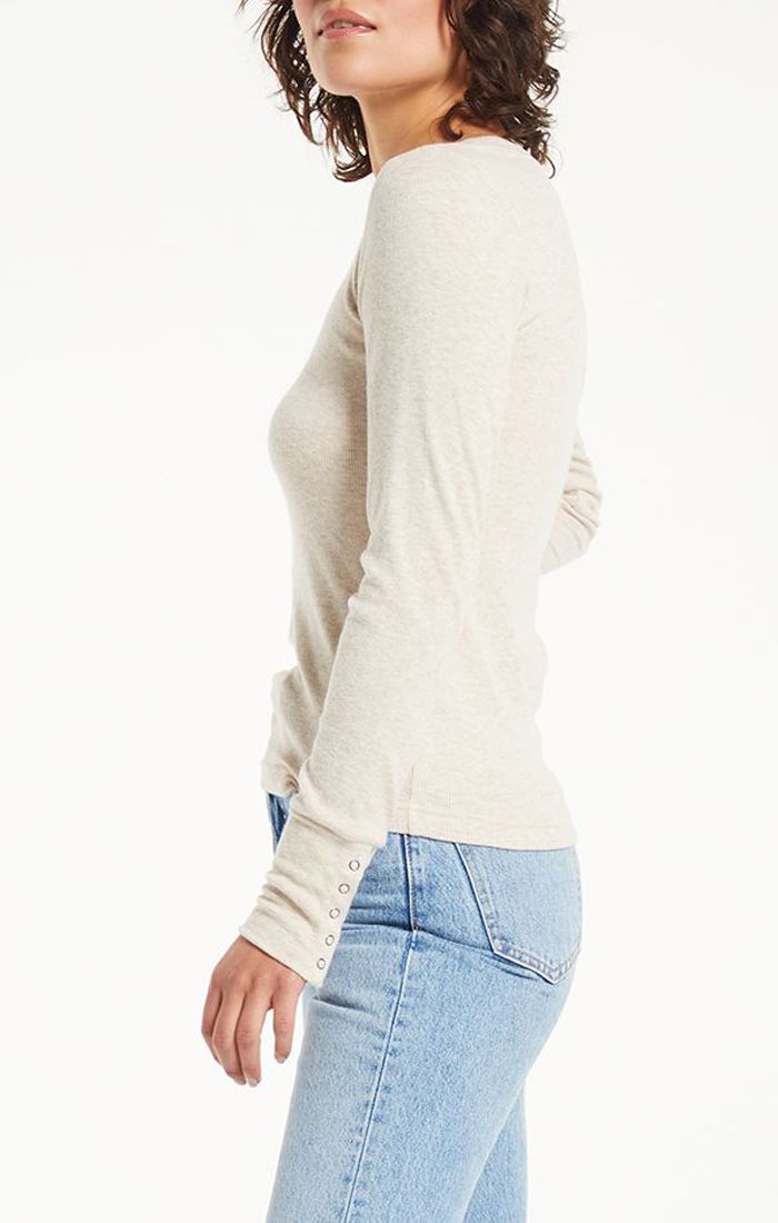 Alex Brushed Rib Top In Light Oatmeal By Z Supply Zt214379