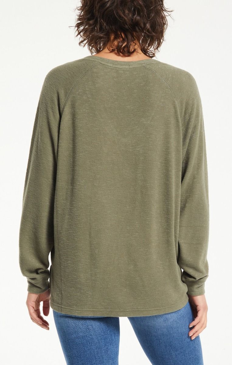 Lyndell Brushed Slub Sweater Top In Dusty Olive By Z Supply ZT214518