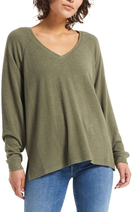 Lyndell Brushed Slub Sweater Top In Dusty Olive By Z Supply ZT214518