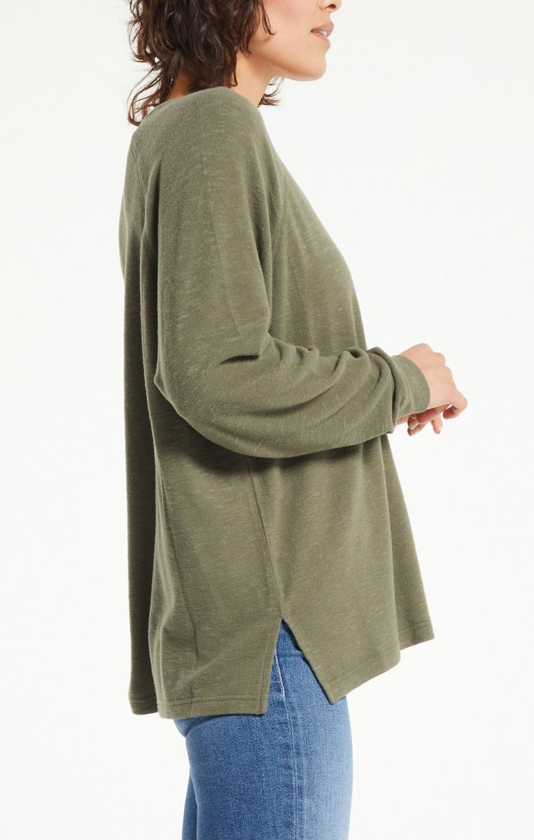 Lyndell Brushed Slub Sweater Top In Dusty Olive By Z Supply ZT214518