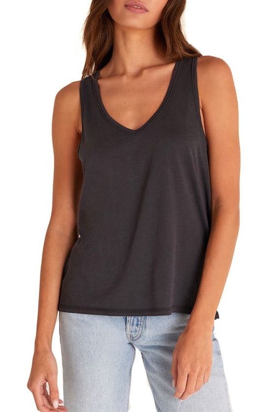 Organic  V-Neck In Washed Black