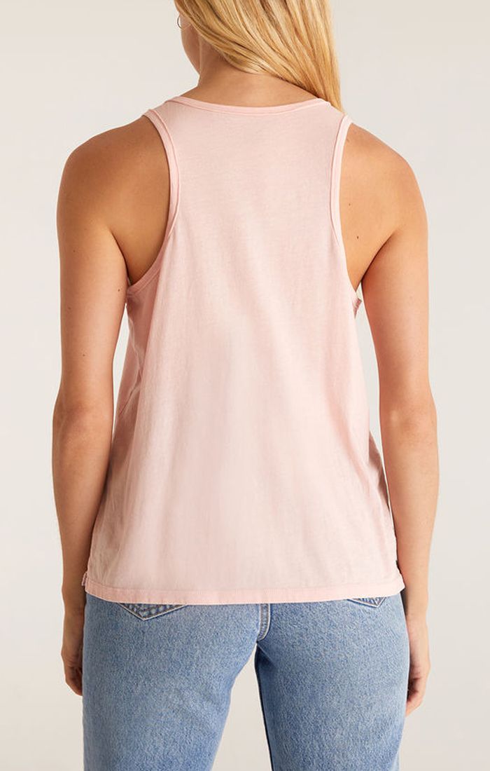 V-Neck Tank In Silver Pink