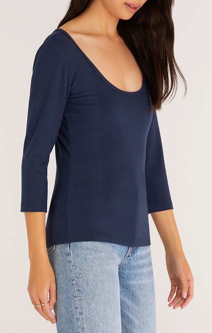 Jayda Long Sleeve Top In Midnight Blue ZT223354