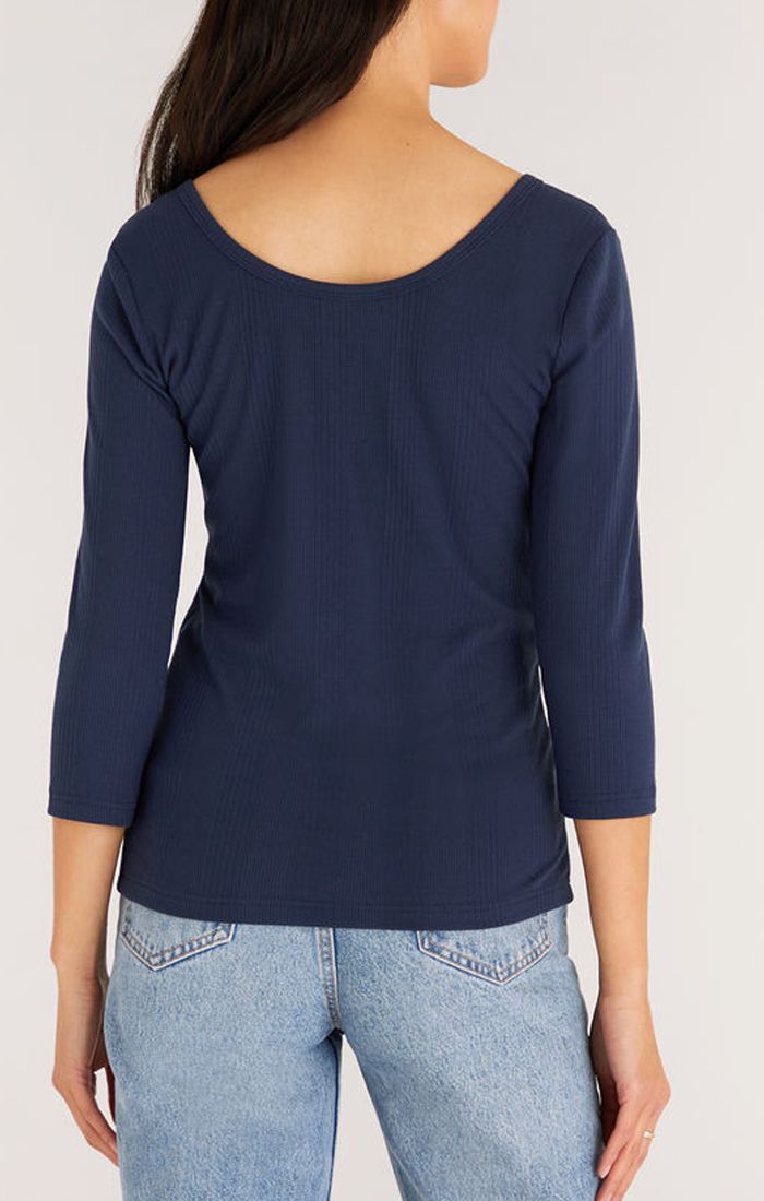 Jayda Long Sleeve Top In Midnight Blue ZT223354