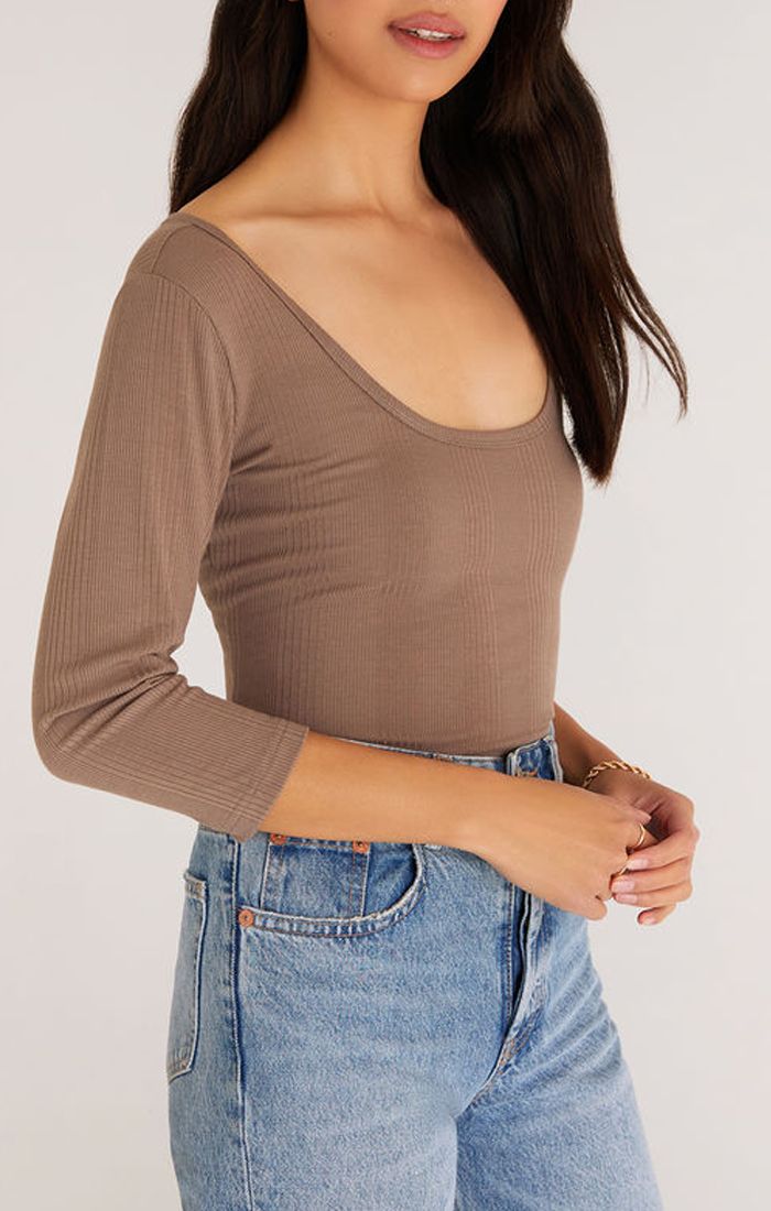 Jayda Long Sleeve Top In Pebble Gray ZT223354