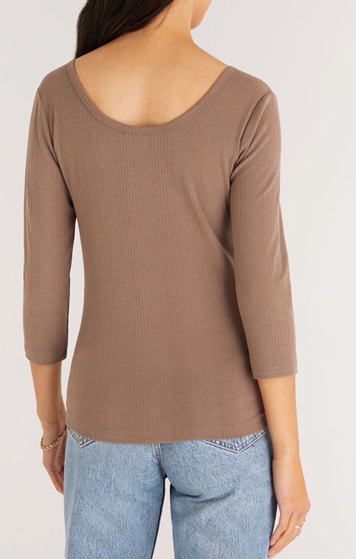 Jayda Long Sleeve Top In Pebble Gray ZT223354